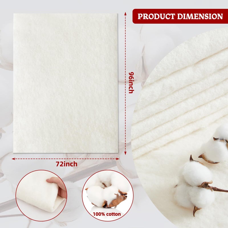 RRKTP Cotton Batting for Quiltingï¼Œ200 g/mÂ² Lightweight Quilt Batting Twin Sizeï¼ŒNatural All Season Comfort Cotton Stuffing, Sewing Handmade & DIY Crafts 72"Ã—96" - Image 2