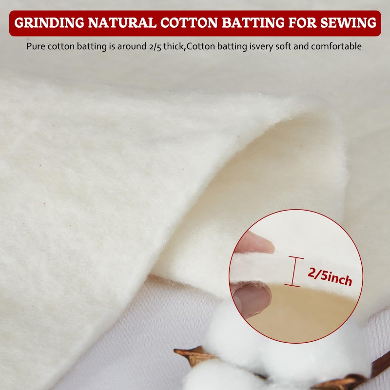 RRKTP Cotton Batting for Quiltingï¼Œ200 g/mÂ² Lightweight Quilt Batting Twin Sizeï¼ŒNatural All Season Comfort Cotton Stuffing, Sewing Handmade & DIY Crafts 72"Ã—96" - Image 5