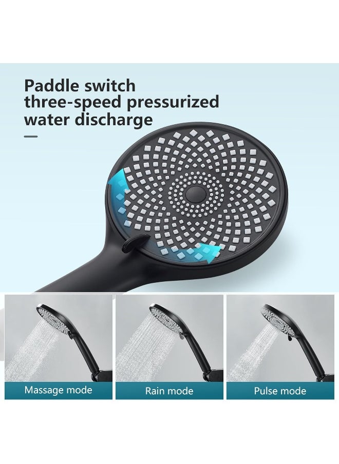 BRIMIX BRIMIX High Pressure Massage Shower Head Set with Hose, Rainfall Spray Modes, Spa Pressure Increase, Easy Cleaning, Powerful Hand Shower (Black)  - Image 2
