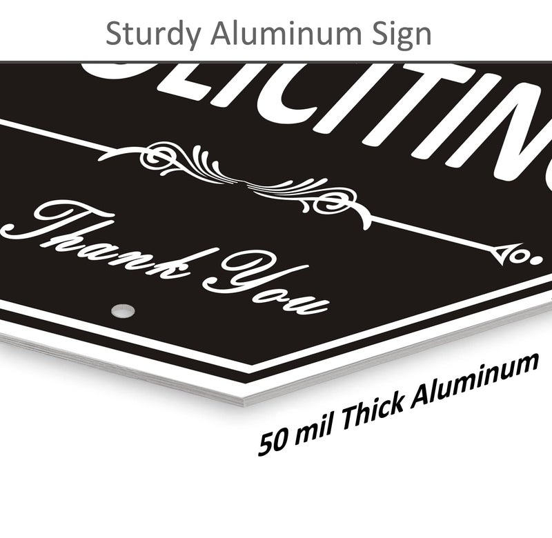 i-CowFun Heavy Duty No Soliciting Sign for House - All Metal Construction No Soliciting Yard Sign - 14" x 7" - Aluminum - with 28" Long Stake - Image 5