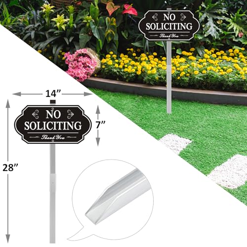 i-CowFun Heavy Duty No Soliciting Sign for House - All Metal Construction No Soliciting Yard Sign - 14" x 7" - Aluminum - with 28" Long Stake - Image 4