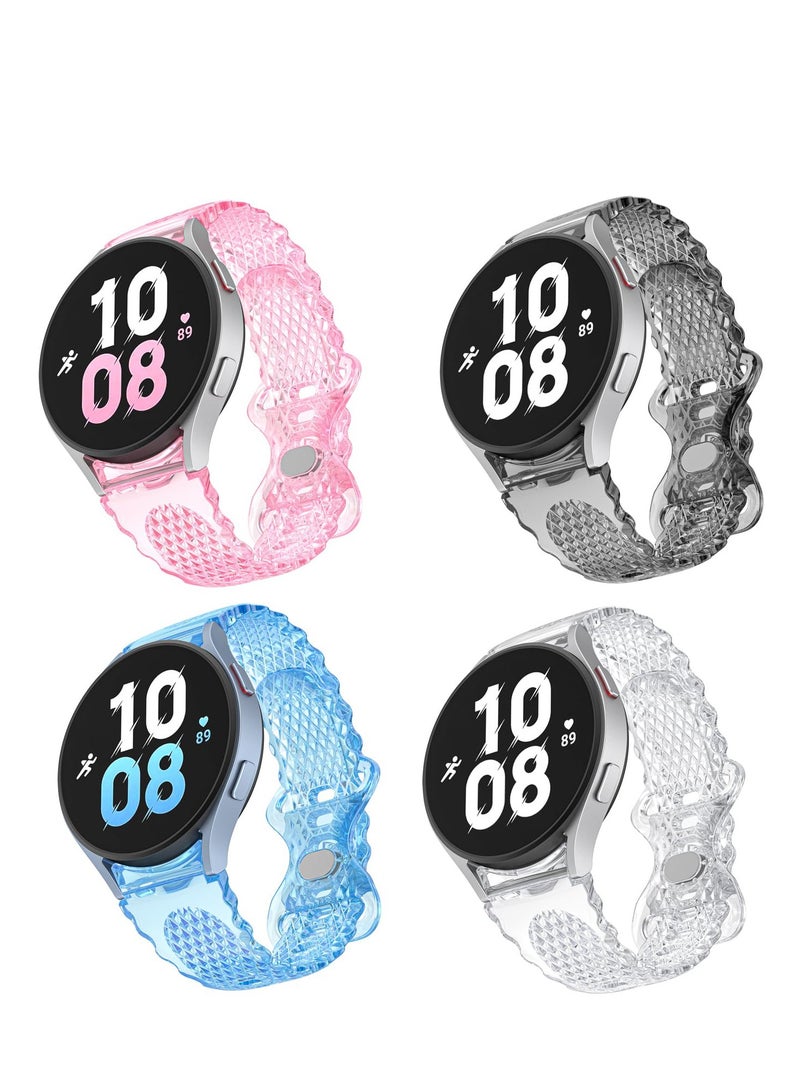 Transparent TPU Strap for Samsung Galaxy Watch 6 5 4 Active 2 Bands 40mm 44mm Replacement 4 Pcs - Image 1