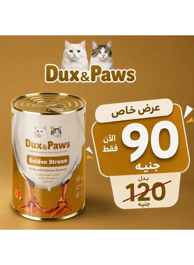Dux&Paws Wet Cat Food Dux & Paws Golden Stream Premium Duck Pâté with Salmon Essence, Adult Cat Food, High Protein Grain Free Formula, Rich in Taurine, Supports Hydration & Overall Health, 400g - Image 1