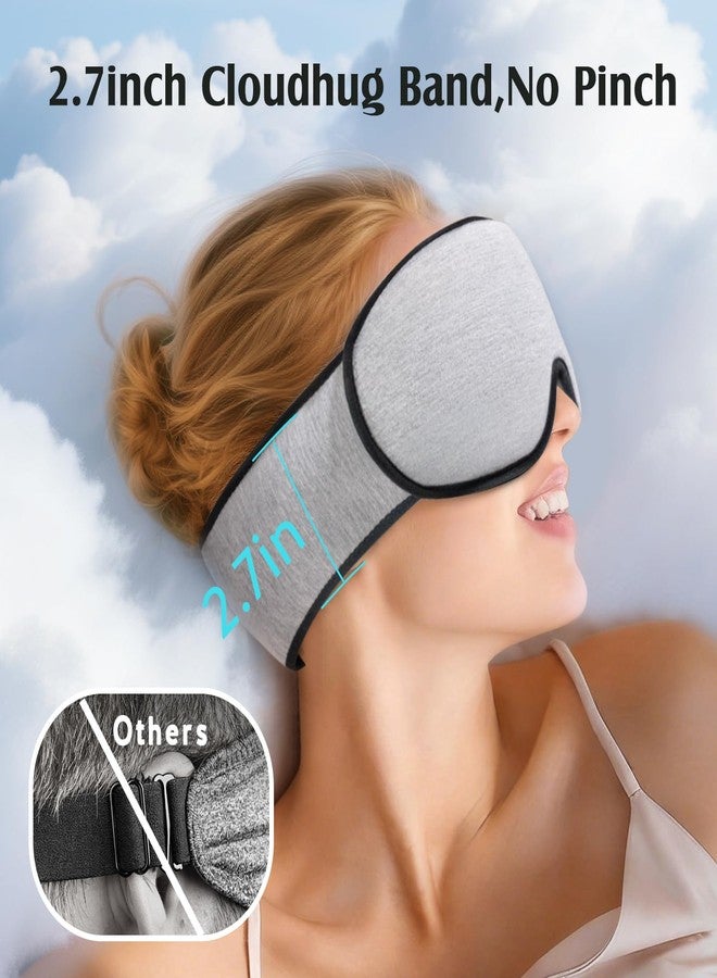 YFONG Sleep Mask for Side Sleepers Women Men, Soft & Breathable Bamboo Viscose Eye Mask for Sleeping, 100% Blackout 3D Eye Cover, Wider Adjustable Velcro Straps for Ultra Comfort, Light Gray - Image 4
