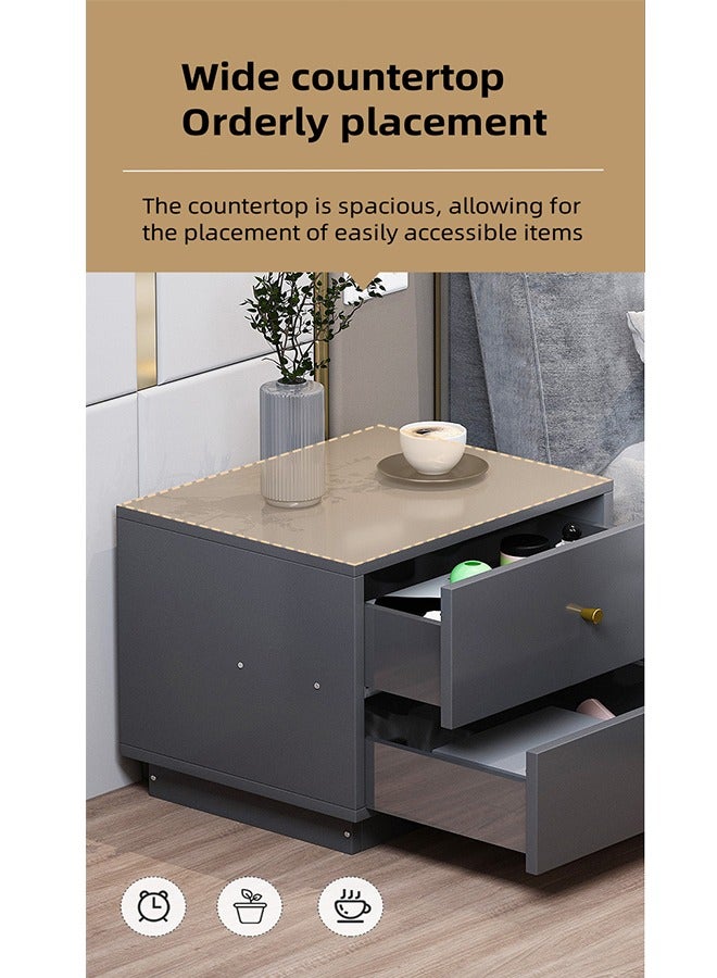 Generic Simple Style Bedside Table, Bedside Table, Sofa Side Table, Small Living Room Storage Cabinet, Two-Layer Drawers, Suitable For Small-Sized Apartments and Small Space Rooms, 50cm×42cm×47cm (gray)  - Image 5