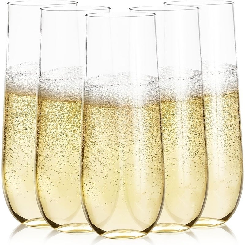 5 Pcs Stemless Plastic Champagne Flute Wine Glasses For Cocktails Parties Spring Picnics Summer Celebrations - Image 1