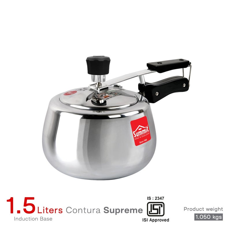 SUMMIT طباخ ضغط ألمنيوم ممتاز بسعة 1.5 لتر مع قاعدة تحريض كونتورا وغطاء داخلي - Image 2