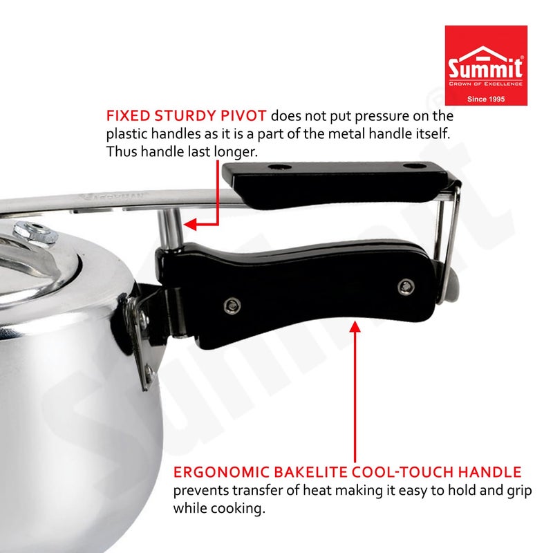 SUMMIT طباخ ضغط ألمنيوم ممتاز بسعة 1.5 لتر مع قاعدة تحريض كونتورا وغطاء داخلي - Image 5
