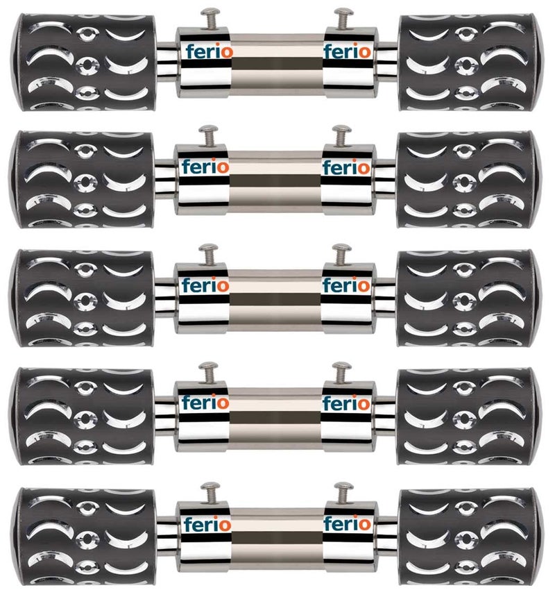 FERIO Stainless Steel Curtain Bracket Parda Holder Black Colour for Door and Window Bathroom Accessories Fitting for 1 Inch Rod Only Finials (Pack of 10) - Image 1