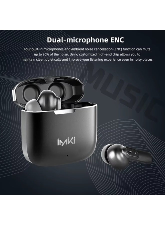 Imiki MT2 Wireless Earbuds – Surround Stereo In-Ear Headphones with 300mAh Charging Case, Low Latency Gaming Mode, Sport Bluetooth Earphones, IPX4 Waterproof – Gunmetal Grey - Image 3