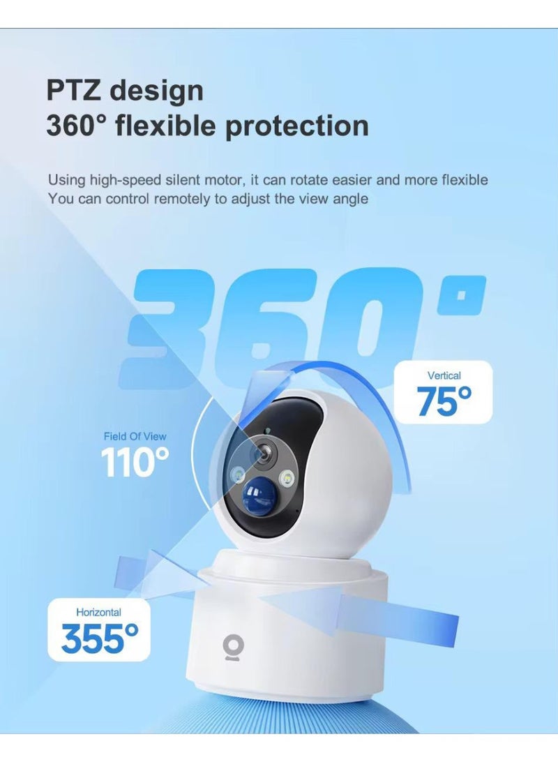 GEEK SPACE V380 Smart WiFi Camera 360° PTZ Indoor Security Camera FHD 1080P with AI Motion Detection Night Vision Two-Way Audio Mobile App Control Auto Tracking Remote Monitoring SD Card & Cloud Storage Support - Image 5