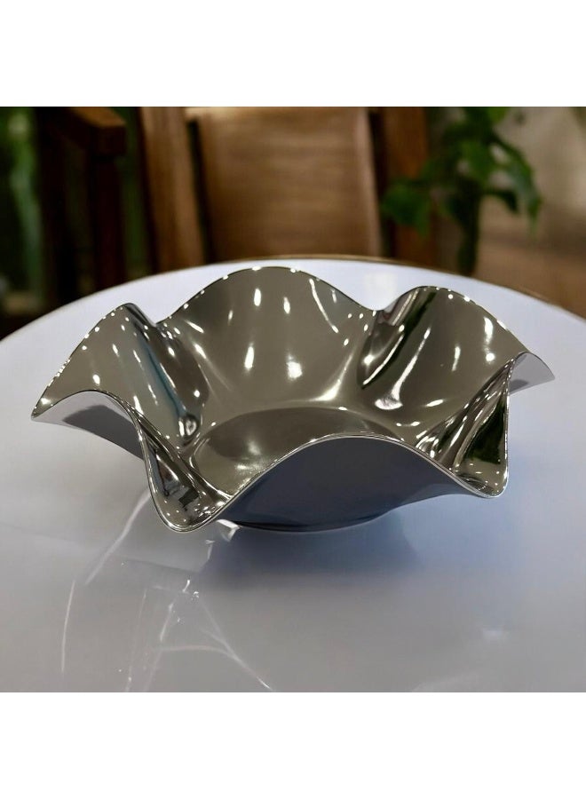 صحن معدني ديكوري فاخر بتصميم متموج عصري - Image 1