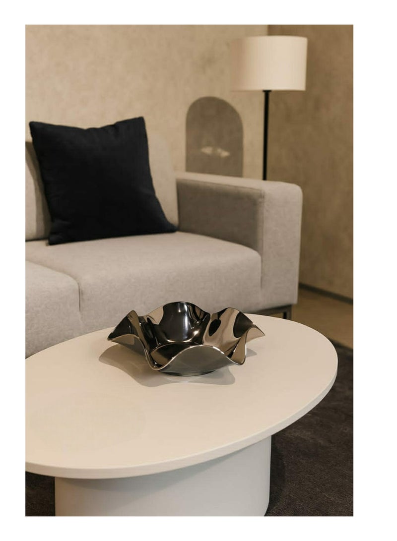 صحن معدني ديكوري فاخر بتصميم متموج عصري - Image 2