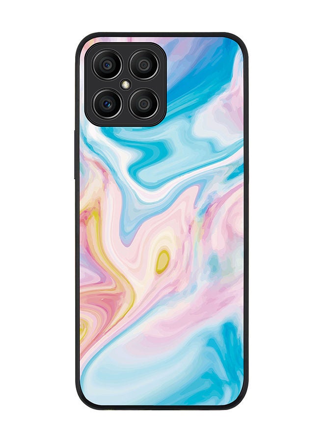 Stylizedd Rugged Black edge case for Honor X8 Slim fit Soft Case Flexible Rubber Edges Anti Drop TPU Gel Thin Cover - Marble Print Aqua - Image 1