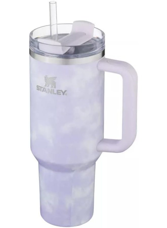 Stanley Adventure 40oz Stainless Steel Quencher Tumbler – Double Wall Vacuum Insulated Travel Cup with Handle, Built-In Straw & Leak-Resistant Lid, BPA-Free Reusable Water Bottle Keeps Drinks Hot or Cold, Wisteria Tie Dye - Image 2