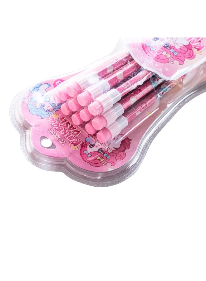 Eazy Kids Eazy Kids 12-Piece HB Pencil Set w/ Eraser & Grip - Pink - Image 3