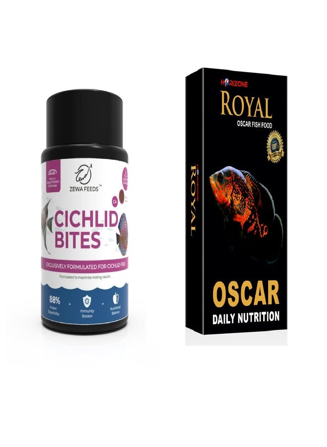 Fish Food for All Type Cicihlid or Oscar Fish - 2 in 1 Combo - Fast Growth,Color,Immunity,breeding..etc - RichBay