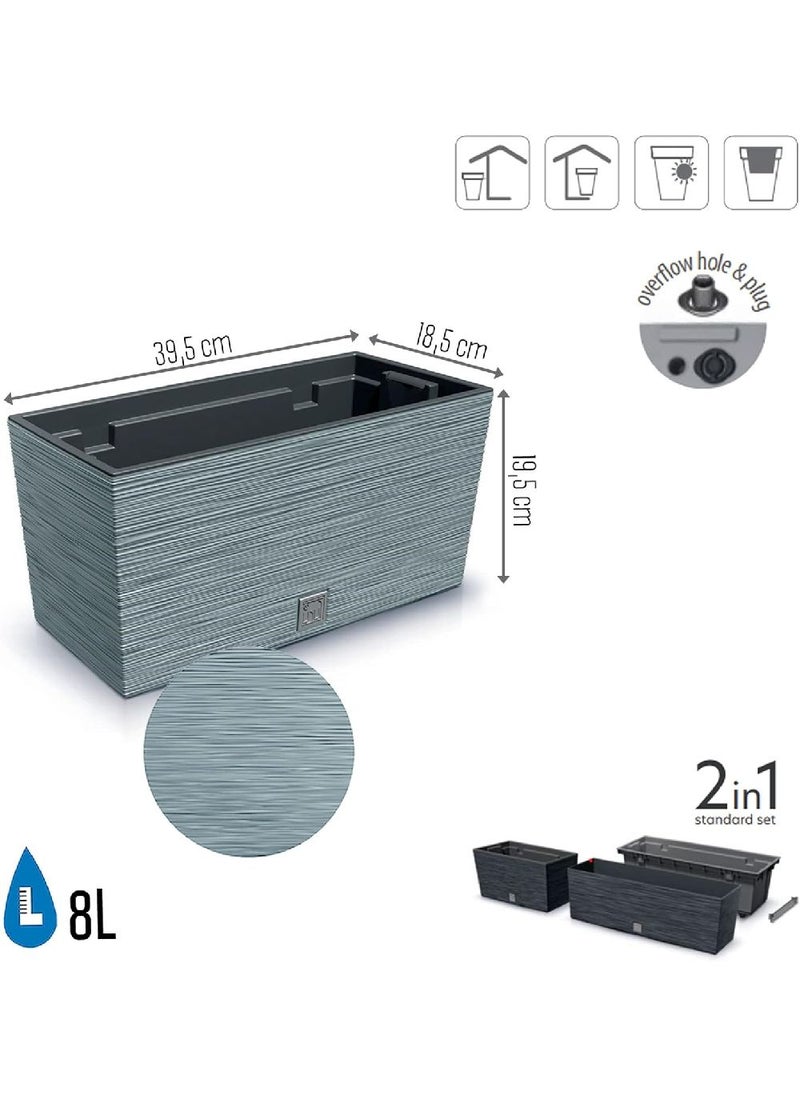 Prosperplast Prosperplast Furu Case Flower Pot – 39x18x19cm, Beton | Modern Rectangular Planter Box for Indoor & Outdoor Decor  - Image 2