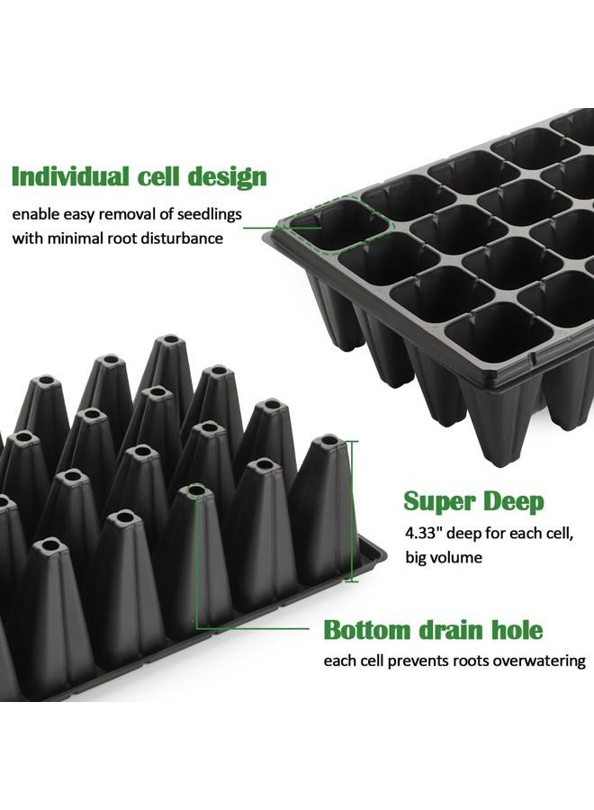 RooTrimmer 10 Pack 32 Cell Seed Starter Trays - Extra Deep 4.33" Plastic Nursery Trays, 20" x 10"，Fits Standard 1020 Flats - Image 4