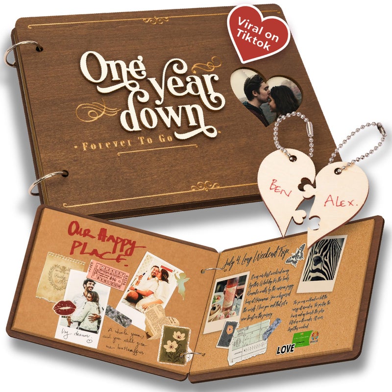 Stofinity 1 Year Anniversary Boyfriend Gifts - One Year Dating Gifts For Her Girlfriend, 1 Year Anniversary Scrapbook, 1st Wedding Gift - Image 1