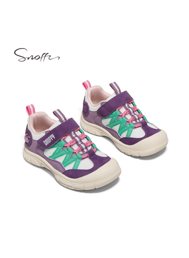 Snoffy Kids Sports Shoes Spring Fashion Colorblock Girls Running Shoes Breathable Comfortable Outdoor Casual Shoes Grape Purple Size 34 - Image 4