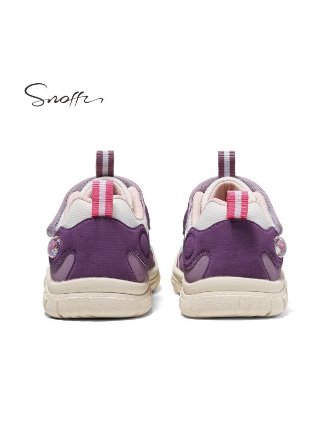 Snoffy Kids Sports Shoes Spring Fashion Colorblock Girls Running Shoes Breathable Comfortable Outdoor Casual Shoes Grape Purple Size 34 - Image 5