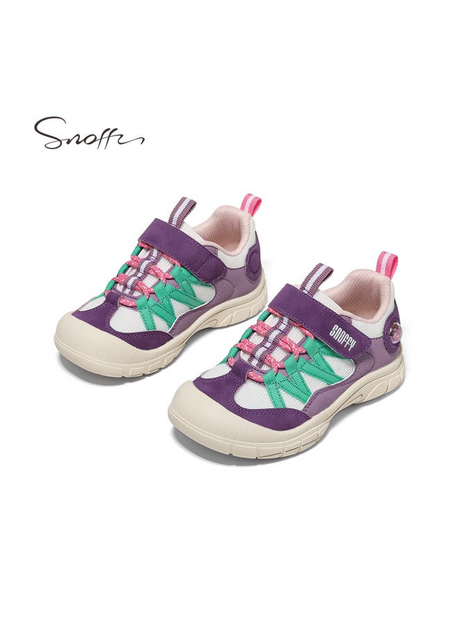 Snoffy Kids Sports Shoes Spring Fashion Colorblock Girls Running Shoes Breathable Comfortable Outdoor Casual Shoes Grape Purple Size 34 - Image 2