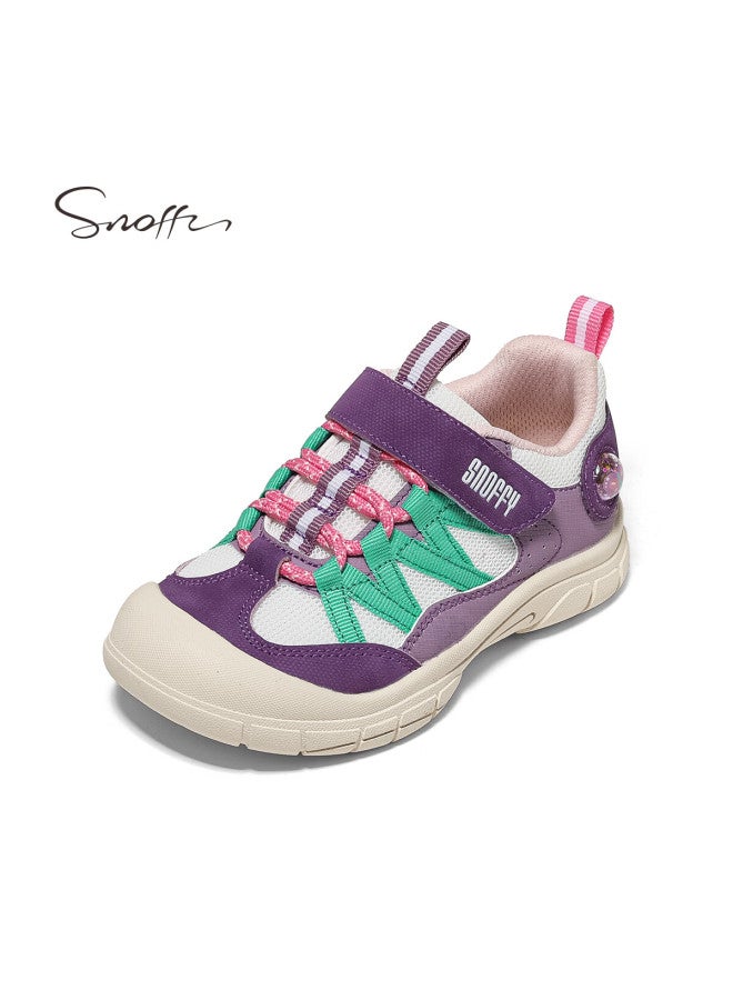 Snoffy Kids Sports Shoes Spring Fashion Colorblock Girls Running Shoes Breathable Comfortable Outdoor Casual Shoes Grape Purple Size 34 - Image 3