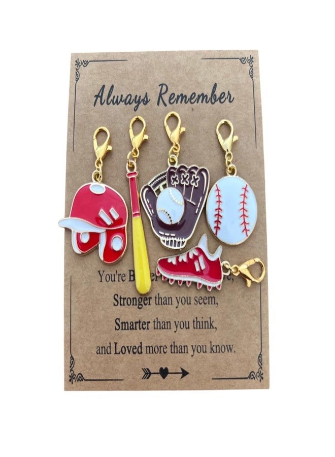 AMOBESTER 5-Pack Baseball Clip on Charms Baseball Charms with Lobster Clasp for Baseball Lover Baseball Jewelry - Image 1