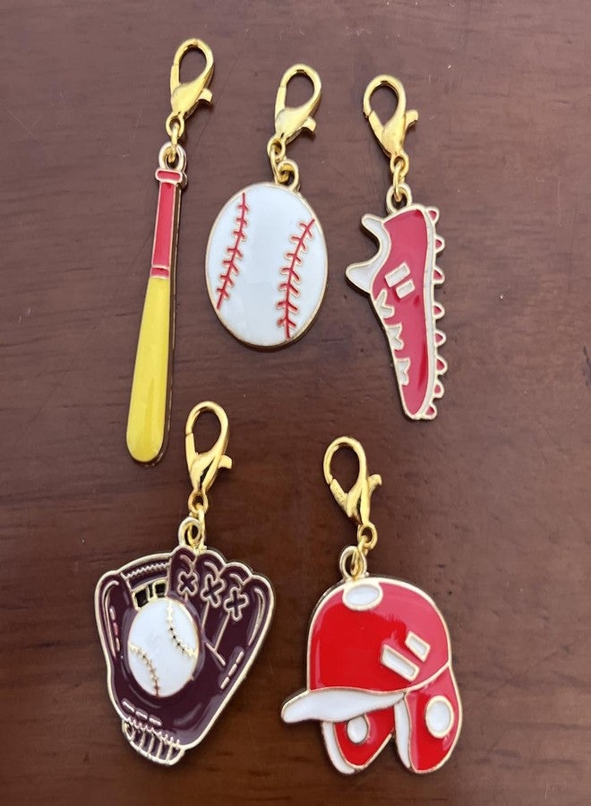 AMOBESTER 5-Pack Baseball Clip on Charms Baseball Charms with Lobster Clasp for Baseball Lover Baseball Jewelry - Image 2