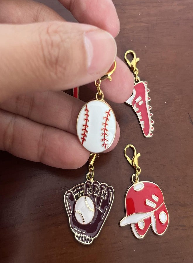 AMOBESTER 5-Pack Baseball Clip on Charms Baseball Charms with Lobster Clasp for Baseball Lover Baseball Jewelry - Image 3