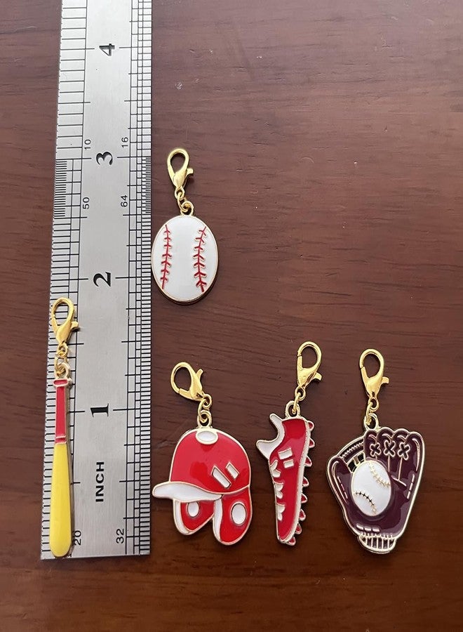 AMOBESTER 5-Pack Baseball Clip on Charms Baseball Charms with Lobster Clasp for Baseball Lover Baseball Jewelry - Image 5
