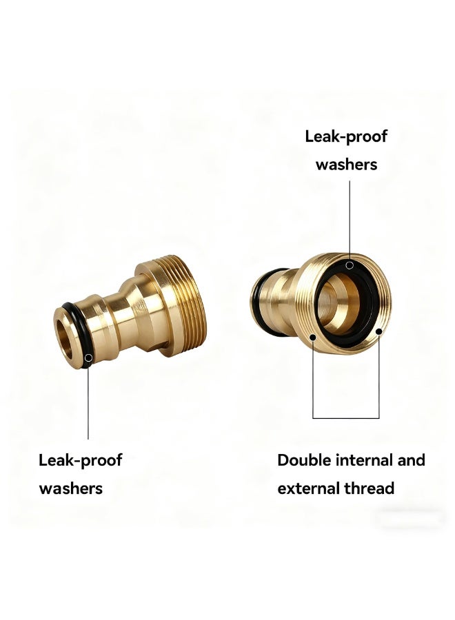 OSHIMA 2 Pcs Brass Female Threaded Tap Connector, 22-24mm Universal Kitchen Mixer Hose Adapter, Brass Garden Hose Tap Connector, Watering Pipe Snap Adaptor Tool for Faucet Nozzle Quick Connect - Image 3
