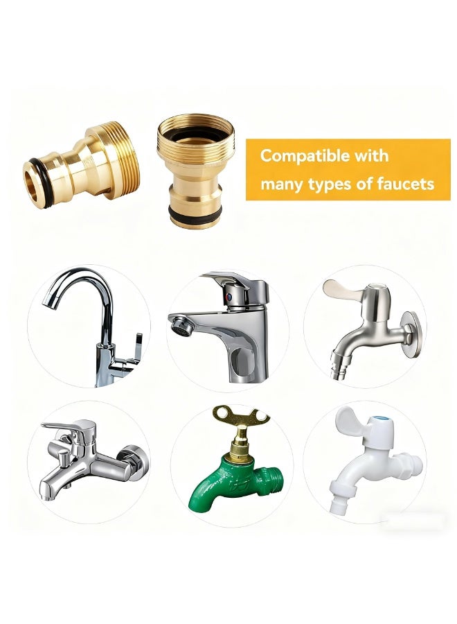 OSHIMA 2 Pcs Brass Female Threaded Tap Connector, 22-24mm Universal Kitchen Mixer Hose Adapter, Brass Garden Hose Tap Connector, Watering Pipe Snap Adaptor Tool for Faucet Nozzle Quick Connect - Image 5