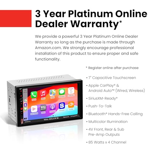 BOSS Audio Systems Elite BE7ACP.WX Double DIN Car Stereo Wireless Apple CarPlay Android Auto, 7 Inch Touchscreen, Sirius XM-Ready, Bluetooth - Image 5