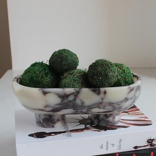 Nawgnail Natural Oval Calacatta Viola Marble Fruit Bowl for Kitchen Counter 10", Large Decorative Bowl Two-Legs for Home Decor, Fruits Holder For Dining Table - Kitchen Organization - Image 4