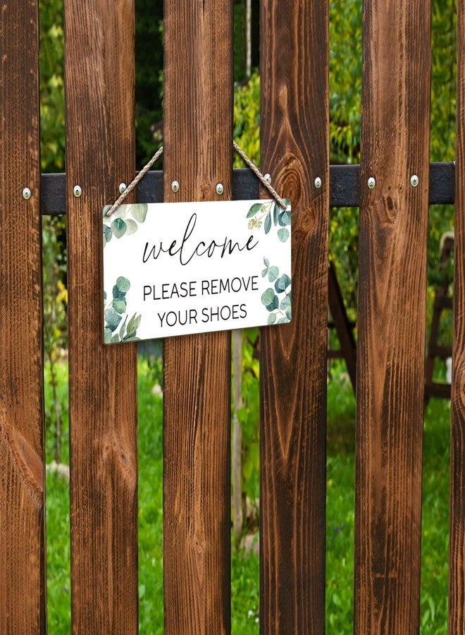 FUGWN Welcome Please Remove Your Shoes Hanging Wooden Sign, Modern Wall Pediment, 12x6 Inches - Image 5