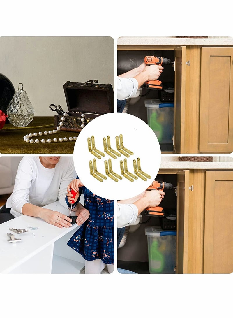 90 Degree Zinc Alloy Hinges for Wooden Jewelry Boxes, 20 Pcs Mini Side Rail Hinges for Chest Cases and Cabinets, 30 x 30mm, Gold Finish - Image 5