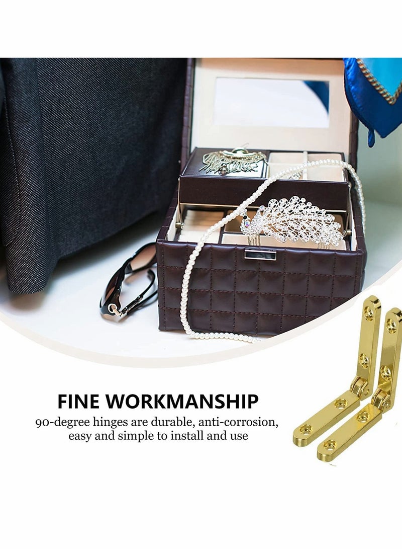90 Degree Zinc Alloy Hinges for Wooden Jewelry Boxes, 20 Pcs Mini Side Rail Hinges for Chest Cases and Cabinets, 30 x 30mm, Gold Finish - Image 2