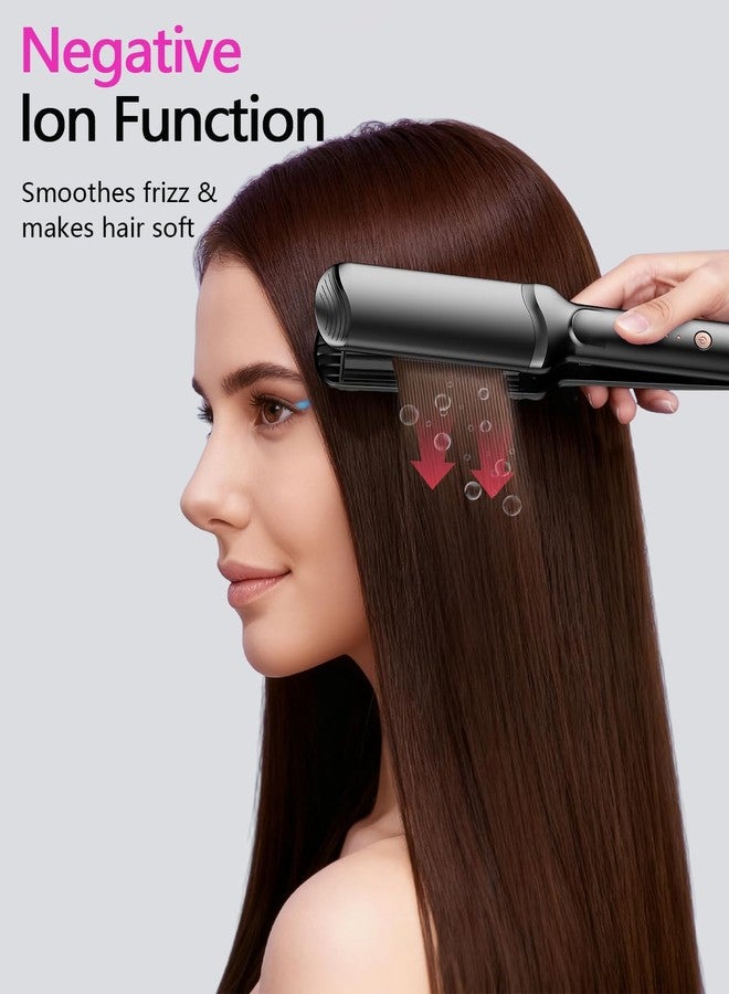 YGOVVK Hair Crimper Waver, Professional Hair Straightener Beach Waves Curling with 4 Interchangeable Ceramic Plates | Auto Temp Control for All Hair Types | Quick Heat Wide Plate Styling Tool & Straightener - Image 3