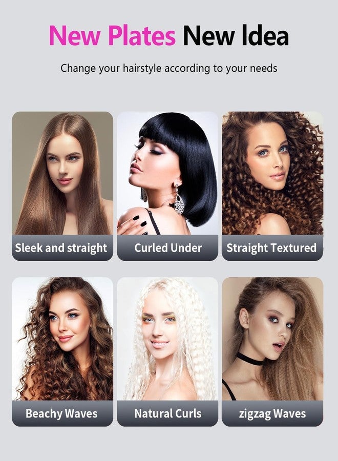 YGOVVK Hair Crimper Waver, Professional Hair Straightener Beach Waves Curling with 4 Interchangeable Ceramic Plates | Auto Temp Control for All Hair Types | Quick Heat Wide Plate Styling Tool & Straightener - Image 4