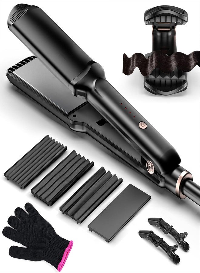 YGOVVK Hair Crimper Waver, Professional Hair Straightener Beach Waves Curling with 4 Interchangeable Ceramic Plates | Auto Temp Control for All Hair Types | Quick Heat Wide Plate Styling Tool & Straightener - Image 1