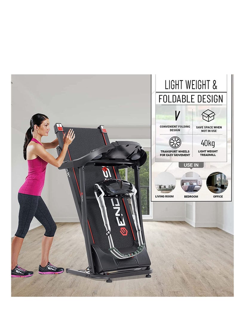 ENDLESS  - Star Plus Treadmill with Massager | 3HP Peak Power DC Motor | 10 km/hr Speed | 90kg User Weight Capacity | 410mm Running Area | Foldable, Manual Incline, Speakers & 12 Preset Programs - Image 1