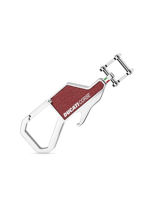 Tifoso Silver with Red Leather Keyring for Men