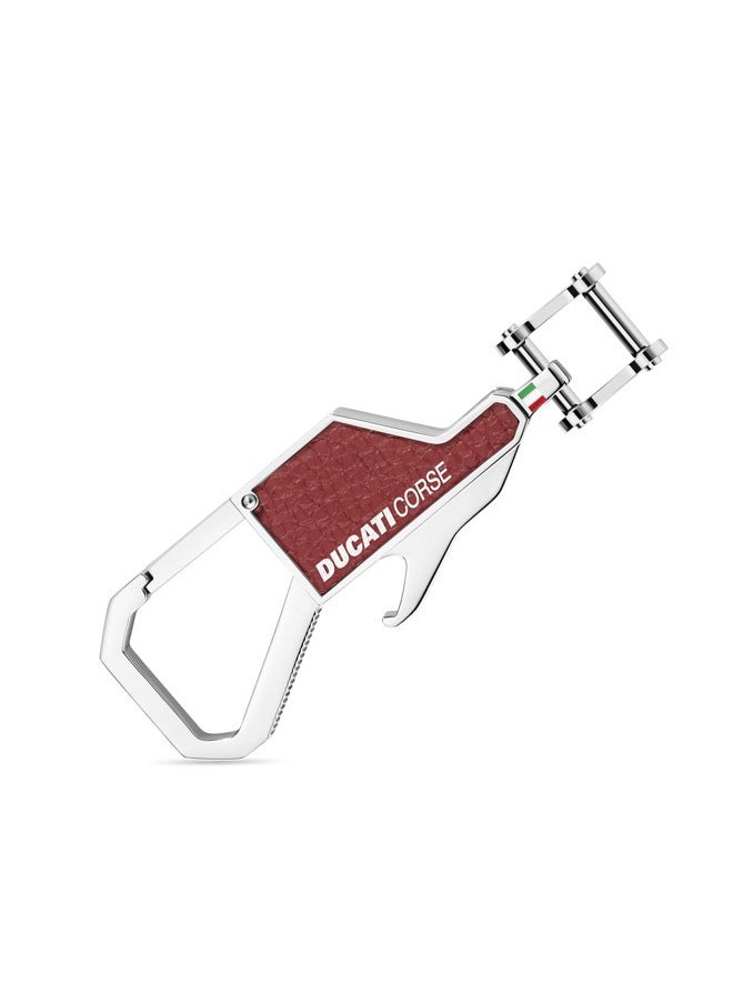 Tifoso Silver with Red Leather Keyring for Men