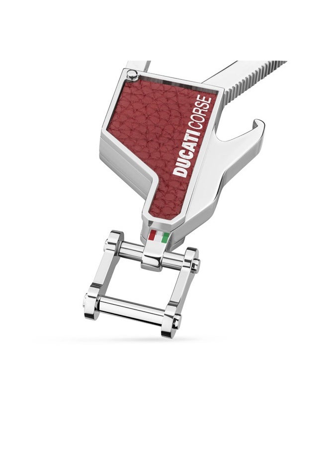 Tifoso Silver with Red Leather Keyring for Men