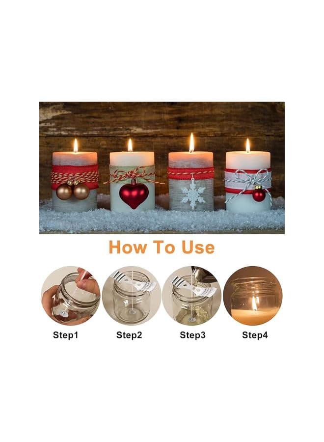 The Bros Candle Wicks, ECO Wicks for Soy Candles, 15 cm 100pcs Pre-Waxed Candle Wick, Thick Candle Wick with Base, Coated with Natural Soy Wax Cotton & Paper Wicks for Soy Beeswax Candle Making - Image 5