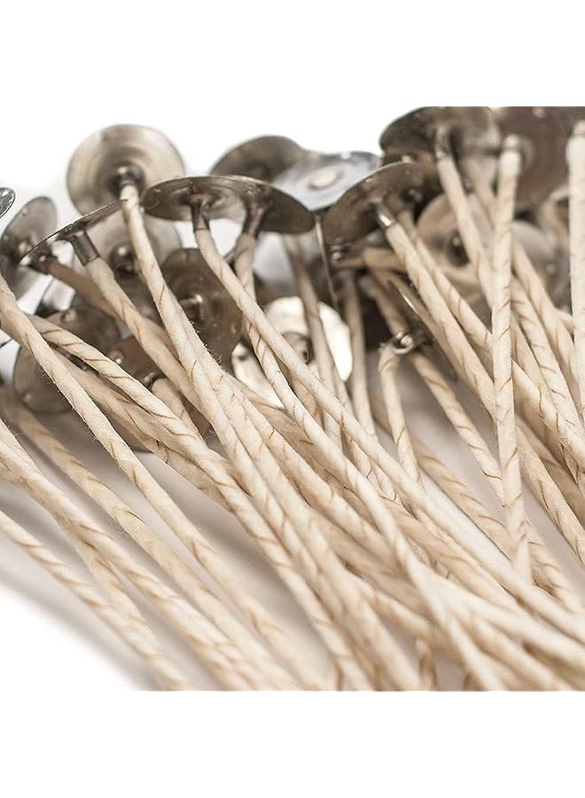 The Bros Candle Wicks, ECO Wicks for Soy Candles, 15 cm 100pcs Pre-Waxed Candle Wick, Thick Candle Wick with Base, Coated with Natural Soy Wax Cotton & Paper Wicks for Soy Beeswax Candle Making - Image 1