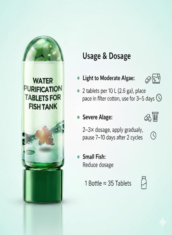 أقراص تنقية مياه أحواض السمك، أقراص تنقية مياه أحواض السمك القوية، تزيل العكارة بكفاءة وتحسن جودة المياه، وتزيل جميع أنواع العكارة من مياه أحواض السمك (5 قطع) - Image 5
