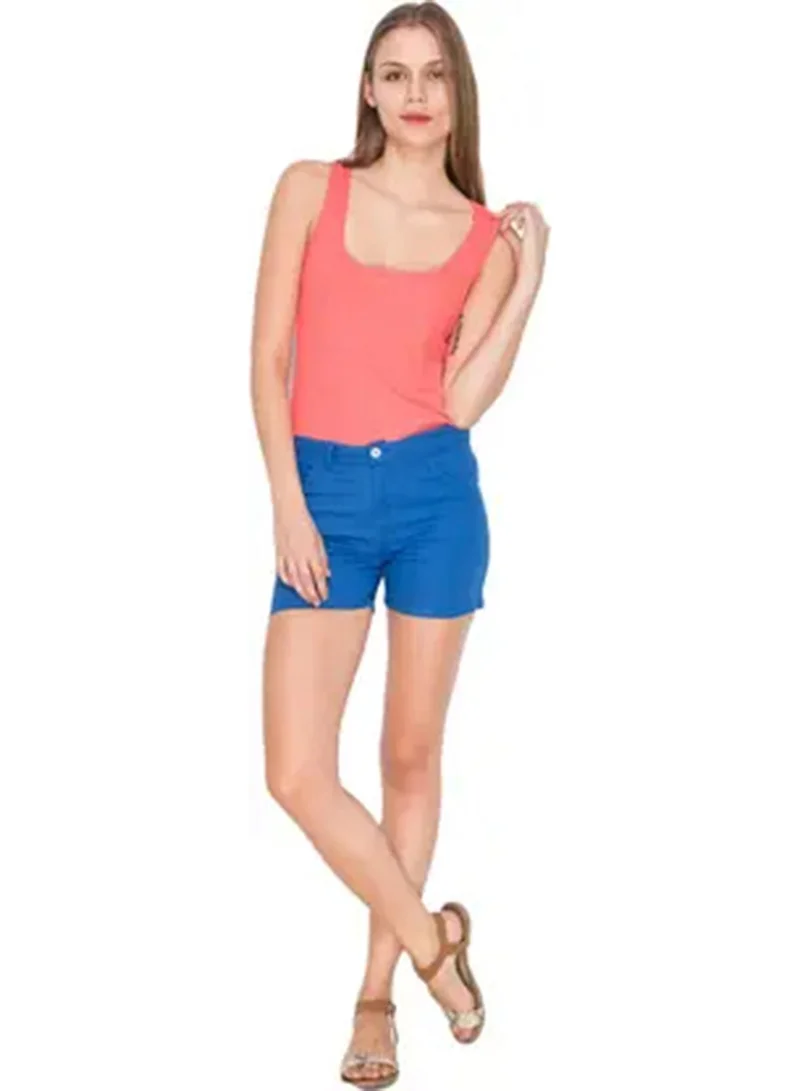 Campus Sutra Women's Azure Blue Solid Twill Shorts